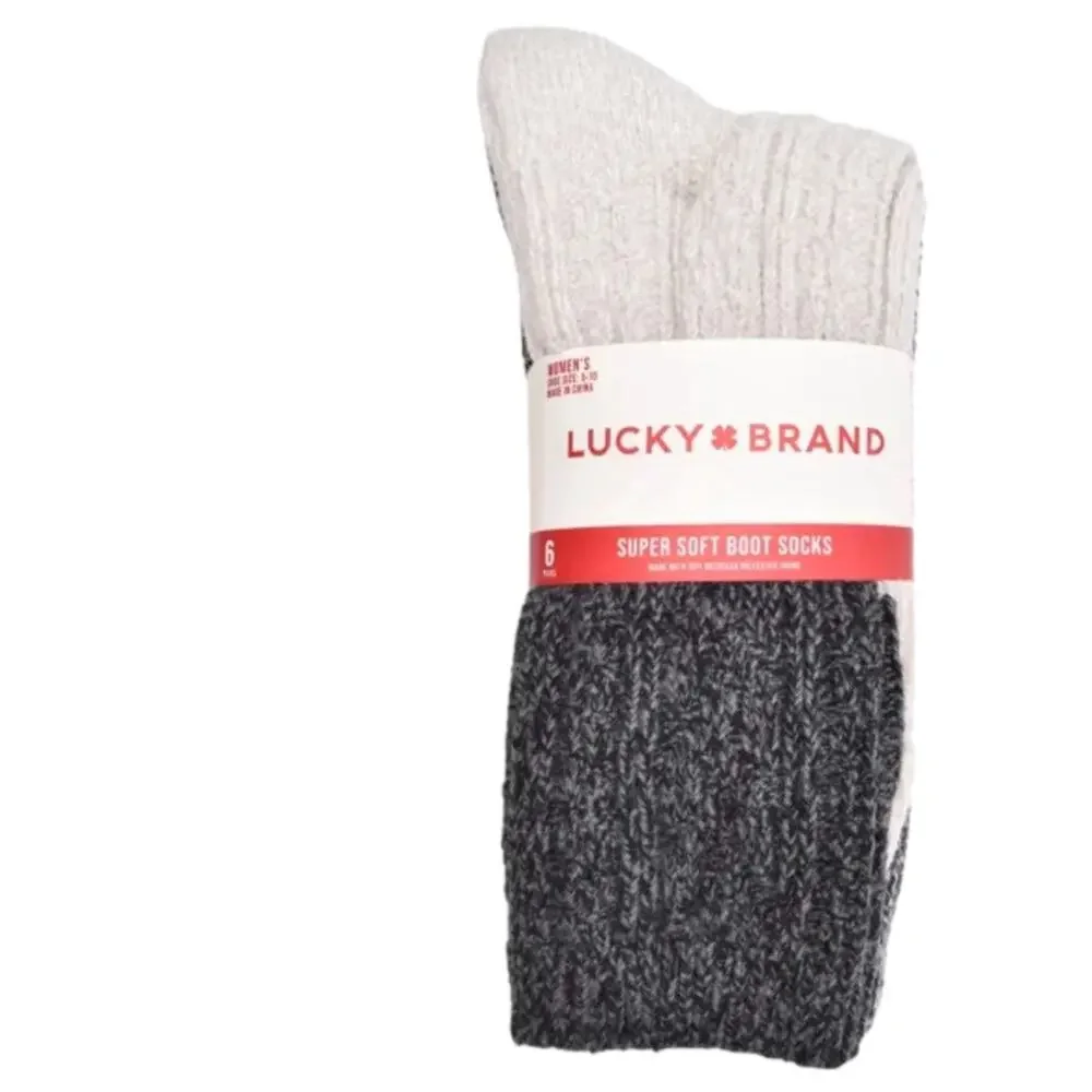 Lucky Brand Women's Boot Socks 6 pair Black NEW
